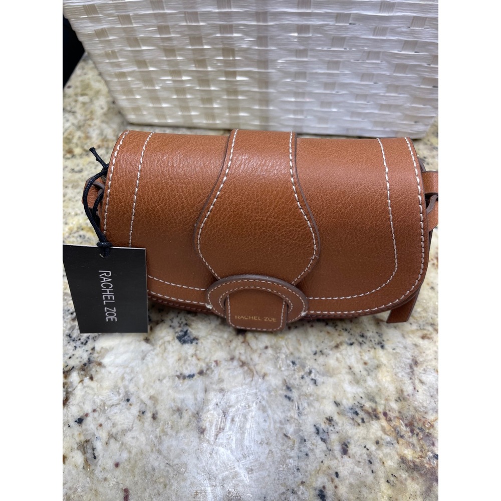 Rachel Zoe Edessi-Brown Pebbled Crossbody Bag Contrast Stitching New with Tags - Picture 6 of 9